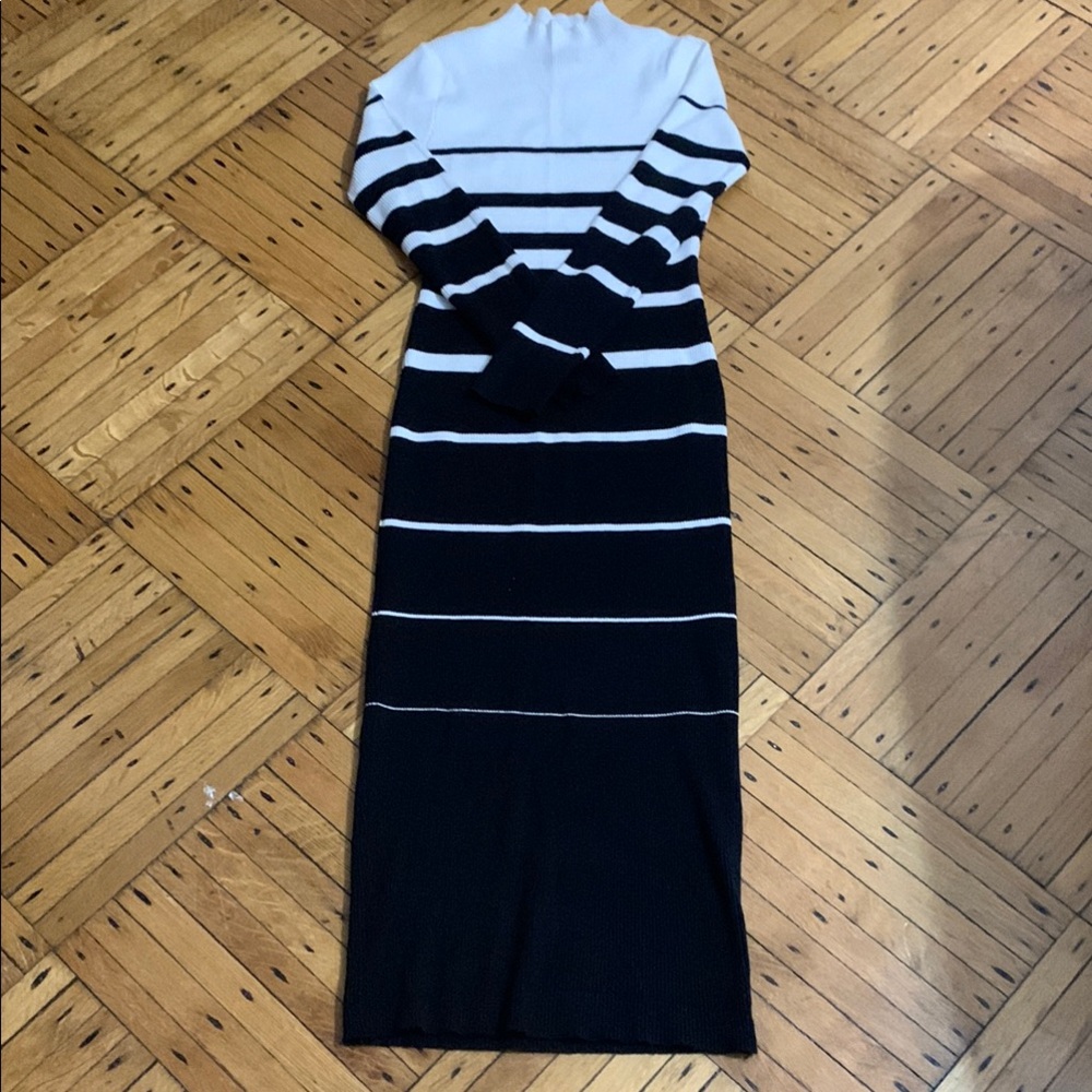 Forever 21 White and Black Mock Neck Long Sleeve Dress - Picture 9 of 9